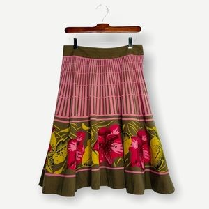 Anthropologie Odille Floral Border Circle Cotton Skirt Size 4